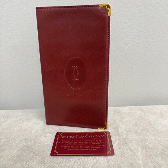 Cartier Burgundy Leather Must de Cartier Long Wallet - Preowned - Picture 1 of 8